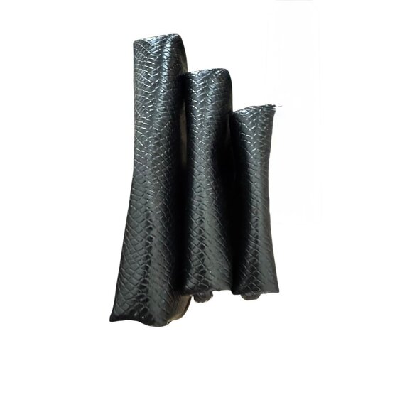 Set Of 3 Black Faux Leather Snake Print Nesting Cosmetic & Travel Bags - Picture 8 of 12